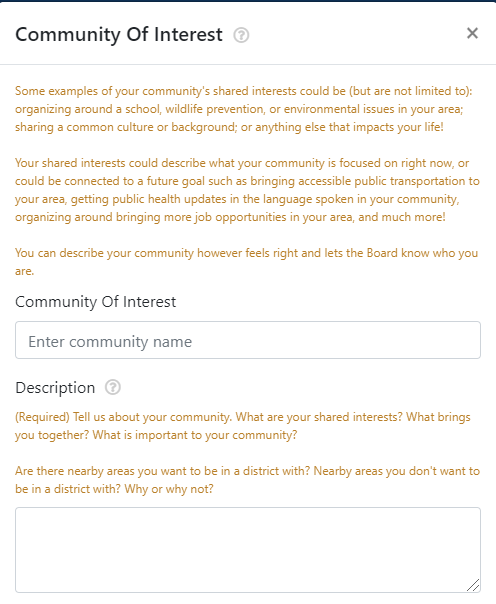 Screenshot of the form that pops up when you finish drawing your shape on the map.